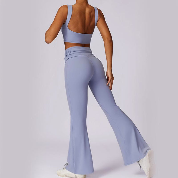 Buddha Stones Bez rękawów Bez pleców Pasek Tank Top Biustonosz Rozkloszowane Spodnie Sport Fitness Joga - image 23