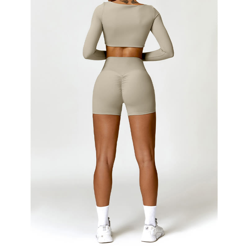 Buddha Stones Sportowy biustonosz do jogi bez pleców z krótkim rękawem - image 49