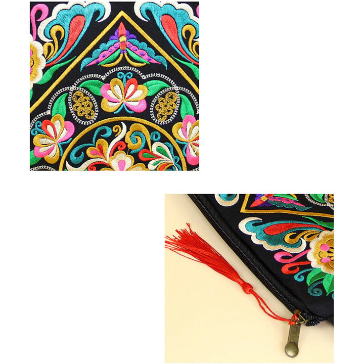 Buddha Stones Smok Motyl Kosmos Kwiat Haft Portfel Torebka na Zakupy