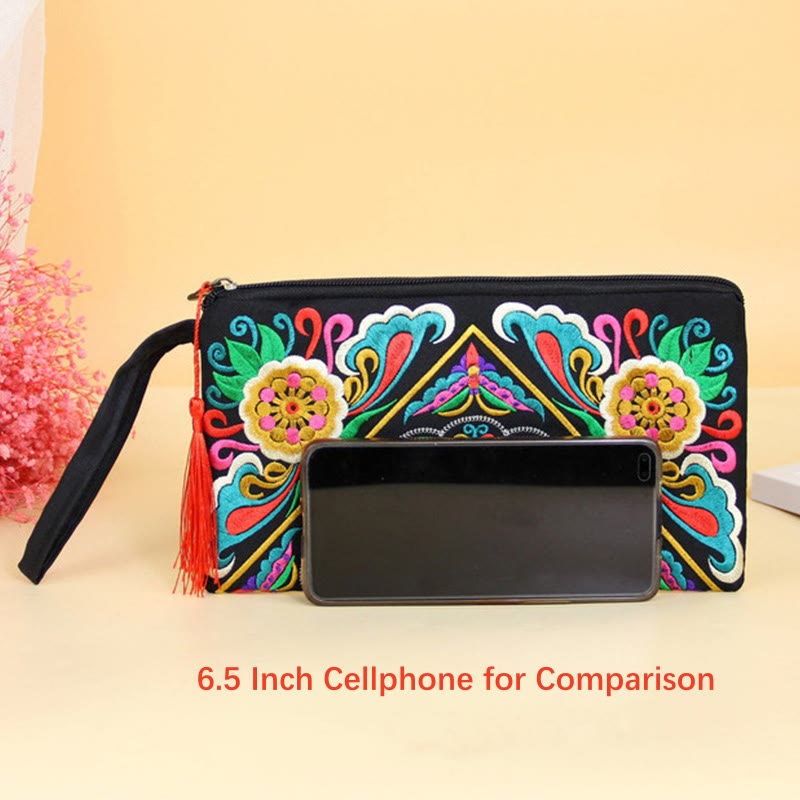 Buddha Stones Smok Motyl Kosmos Kwiat Haft Portfel Torebka na Zakupy