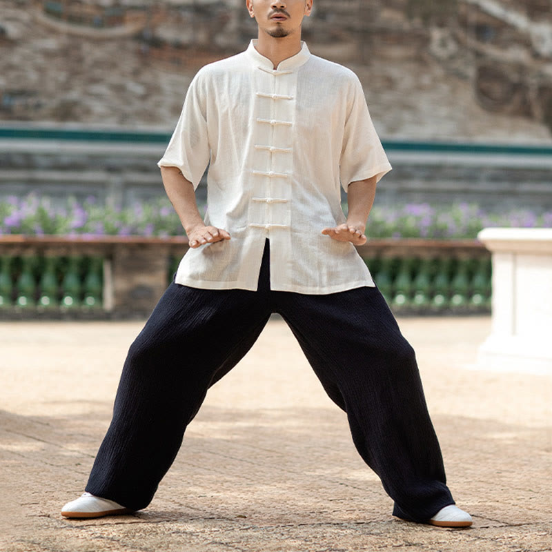 Buddha Stones Jednolity Kolor Żaba-Guzik Medytacja Modlitwa Duchowy Zen Tai Chi Qigong Praktyka Unisex Zestaw Ubrań