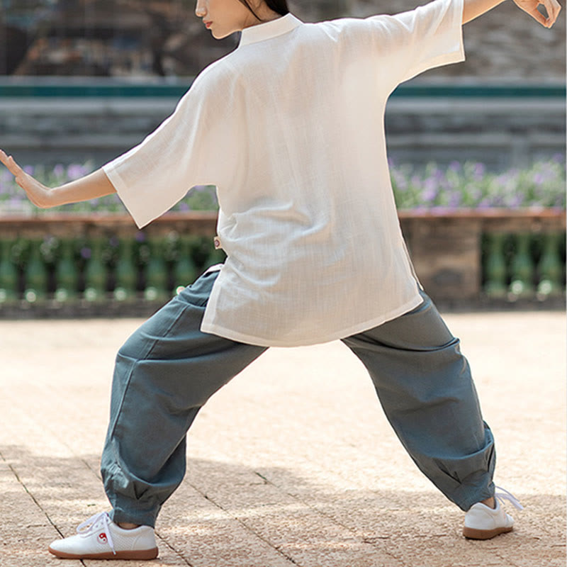 Buddha Stones Jednolity Kolor Żaba-Guzik Medytacja Modlitwa Duchowy Zen Tai Chi Qigong Praktyka Unisex Zestaw Ubrań