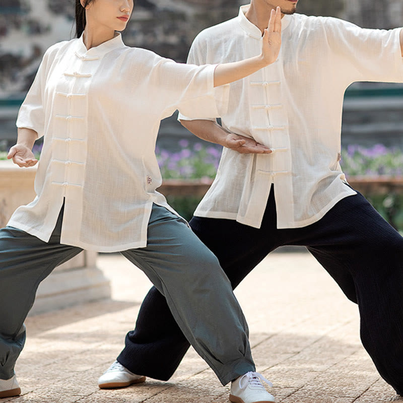 Buddha Stones Jednolity Kolor Żaba-Guzik Medytacja Modlitwa Duchowy Zen Tai Chi Qigong Praktyka Unisex Zestaw Ubrań