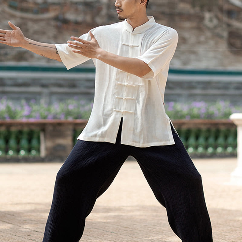 Buddha Stones Jednolity Kolor Żaba-Guzik Medytacja Modlitwa Duchowy Zen Tai Chi Qigong Praktyka Unisex Zestaw Ubrań