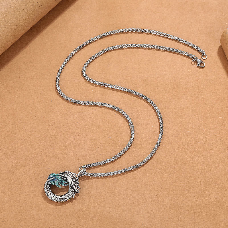 Naszyjnik Buddha Stones Tybetański Miedziany Smok Siła