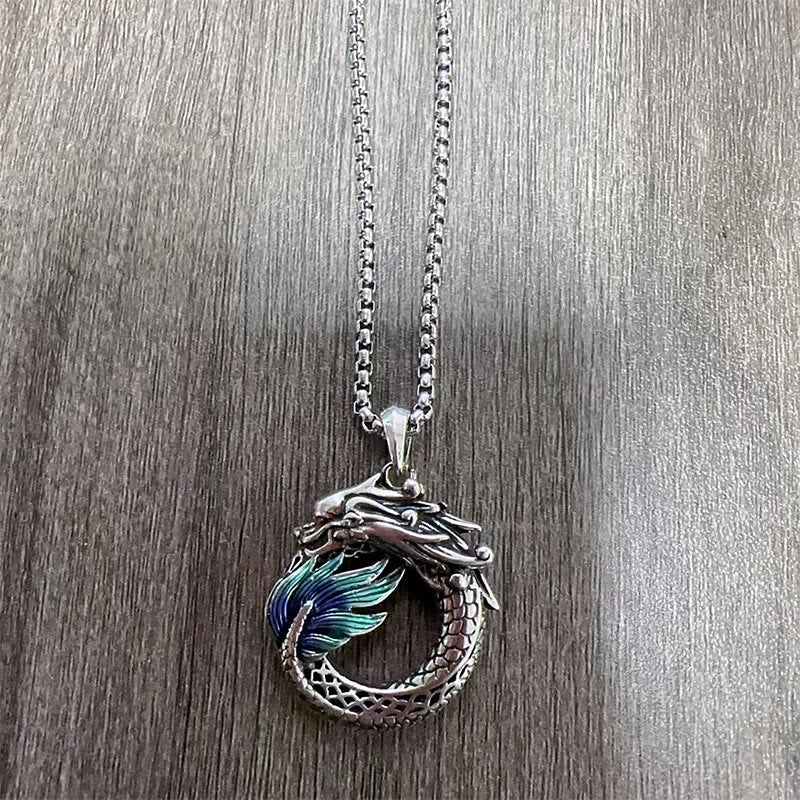 Naszyjnik Buddha Stones Tybetański Miedziany Smok Siła