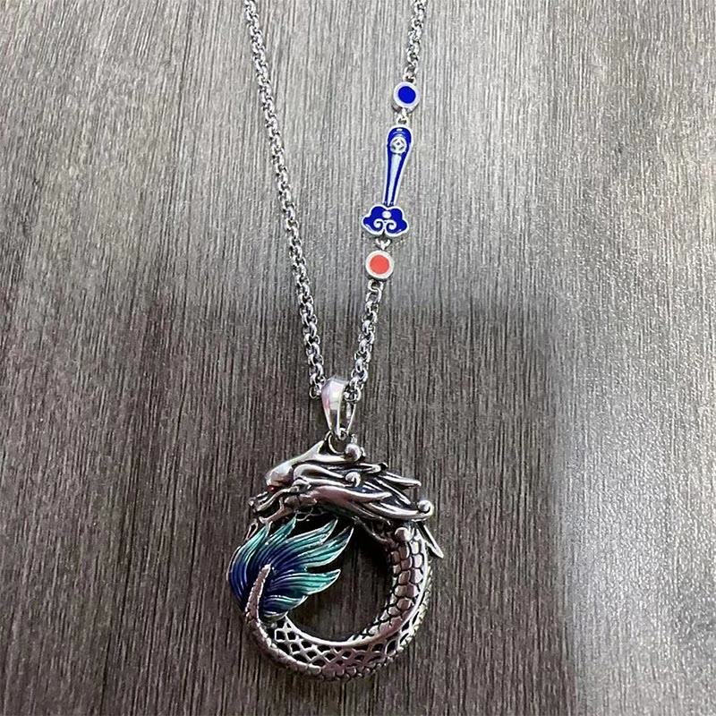 Naszyjnik Buddha Stones Tybetański Miedziany Smok Siła