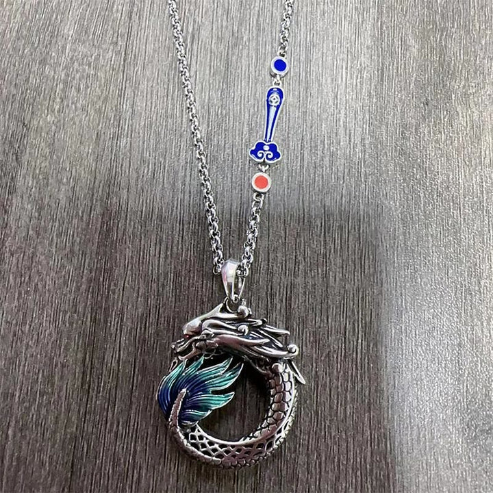 Naszyjnik Buddha Stones Tybetański Miedziany Smok Siła