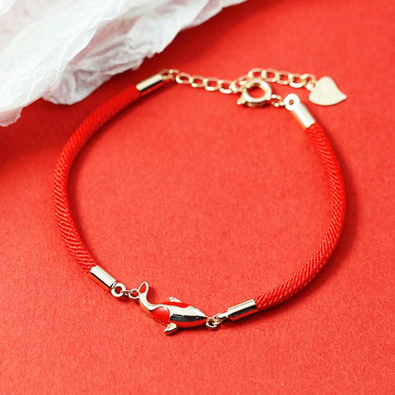 Buddha Stones Miedziany Naszyjnik Bogactwo Ryb Koi Wisiorek Czerwona Lina Bransoletka Kolczyki Zestaw