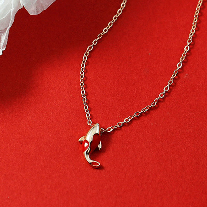 Buddha Stones Miedziany Naszyjnik Bogactwo Ryb Koi Wisiorek Czerwona Lina Bransoletka Kolczyki Zestaw