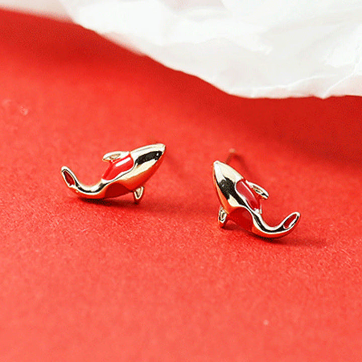 Buddha Stones Miedziany Naszyjnik Bogactwo Ryb Koi Wisiorek Czerwona Lina Bransoletka Kolczyki Zestaw