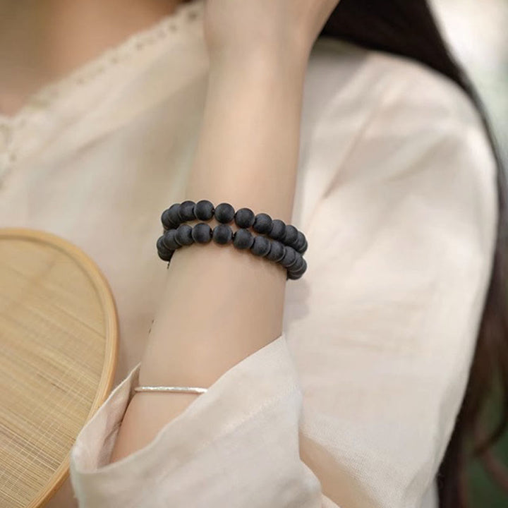 Buddha Stones Tybetańskie Dwuwarstwowa Cyprysowa Bransoletka Uzdrawiająca Bodhi Lotus