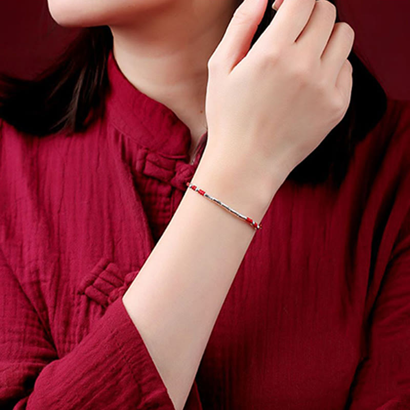 Buddha Stones Tybet Ręcznie robiona wielokolorowa bambusowa bransoletka ochronna pleciona ze sznurka