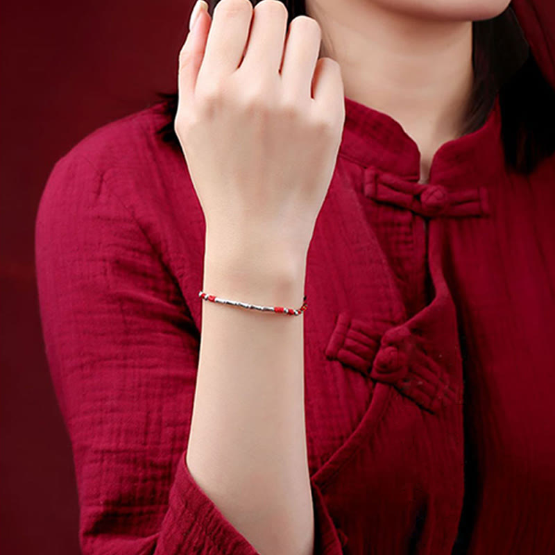 Buddha Stones Tybet Ręcznie robiona wielokolorowa bambusowa bransoletka ochronna pleciona ze sznurka