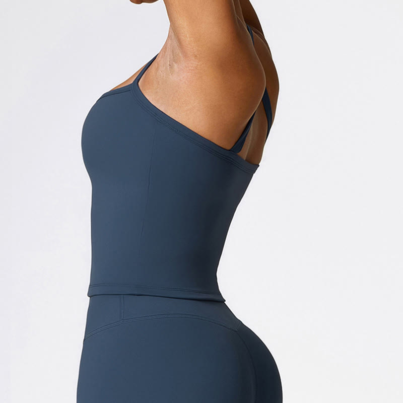 Buddha Stones Jednolity Kolor Krótki Top z Wysokim Stanem Szorty Sportowe Fitness Siłownia Joga Stroje - image 4