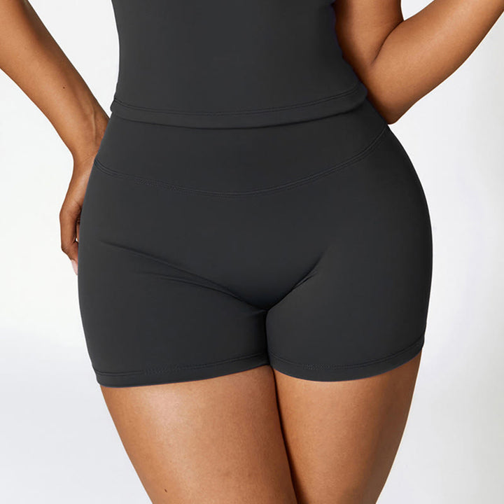 Buddha Stones Jednolity Kolor Krótki Top z Wysokim Stanem Szorty Sportowe Fitness Siłownia Joga Stroje - image 23