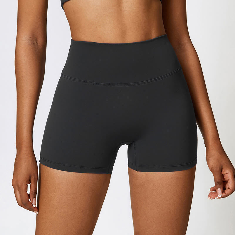 Buddha Stones Jednolity Kolor Krótki Top z Wysokim Stanem Szorty Sportowe Fitness Siłownia Joga Stroje - Czarny - Szorty - US8-10, UK/AU12-14, EU40-42 (XL) - image 20
