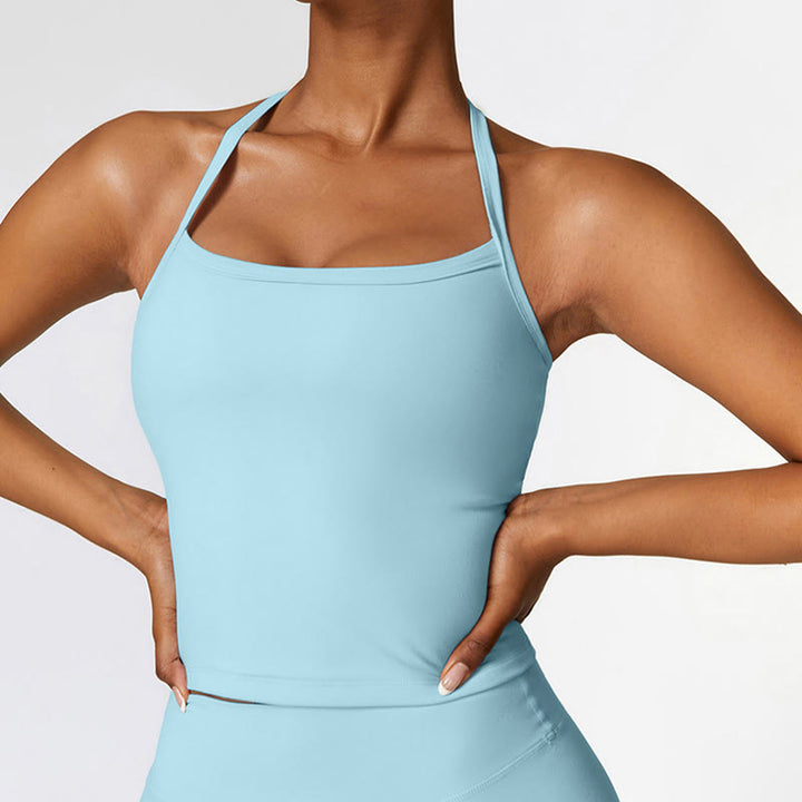 Buddha Stones Jednolity Kolor Krótki Top z Wysokim Stanem Szorty Sportowe Fitness Siłownia Joga Stroje - Niebieski - Szczyt - US8-10, UK/AU12-14, EU40-42 (XL) - image 37