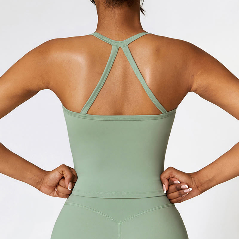 Buddha Stones Jednolity Kolor Krótki Top z Wysokim Stanem Szorty Sportowe Fitness Siłownia Joga Stroje - image 50