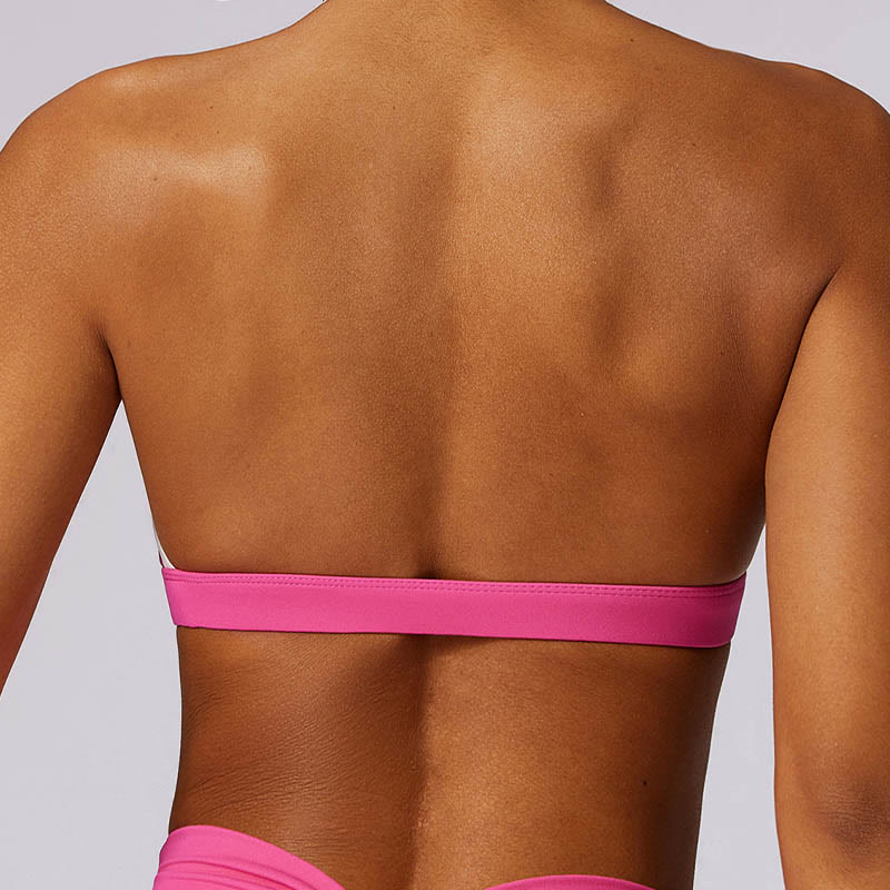 Buddha Stones Jednokolorowy biustonosz z dekoltem halter Długi rękaw Crop Tank Top Spodnie Sport Fitness Siłownia Joga Stroje