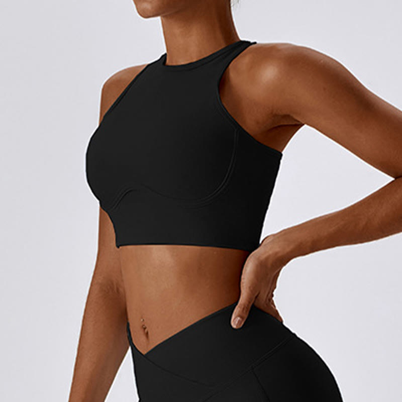 Buddha Stones Bez Rękawów Crop Tank Top Rozkloszowane Spodnie Sport Fitness Joga