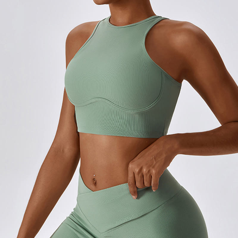 Buddha Stones Bez Rękawów Crop Tank Top Rozkloszowane Spodnie Sport Fitness Joga