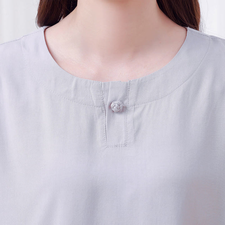 Buddha Stones 2 szt. Koszulka z krótkim rękawem Spodnie Medytacja Zen Tai Chi Bawełna Lniana Odzież Unisex Zestaw