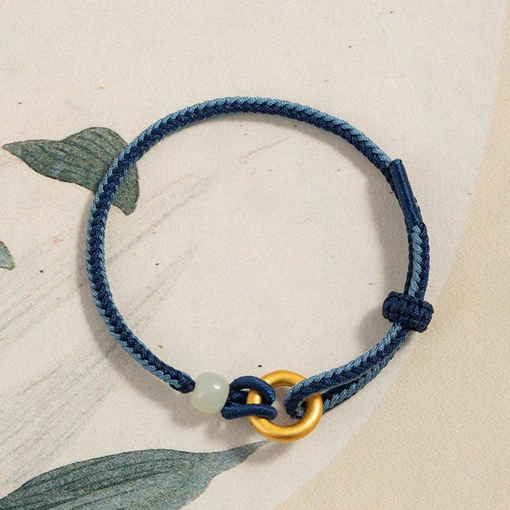 Bransoletka z Buddha Stones 999 ze srebra próby 925, klamra pokoju, sznurek z jadeitu Hetian Fortune