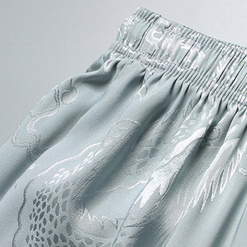 Buddha Stones Wzór Smoka Strój Tang Hanfu Tradycyjny Mundur Krótki Rękaw Top Spodnie Odzież Męski Zestaw - image 9