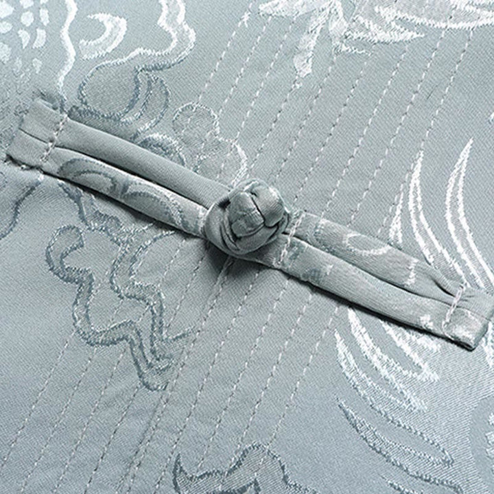 Buddha Stones Wzór Smoka Strój Tang Hanfu Tradycyjny Mundur Krótki Rękaw Top Spodnie Odzież Męski Zestaw - image 4