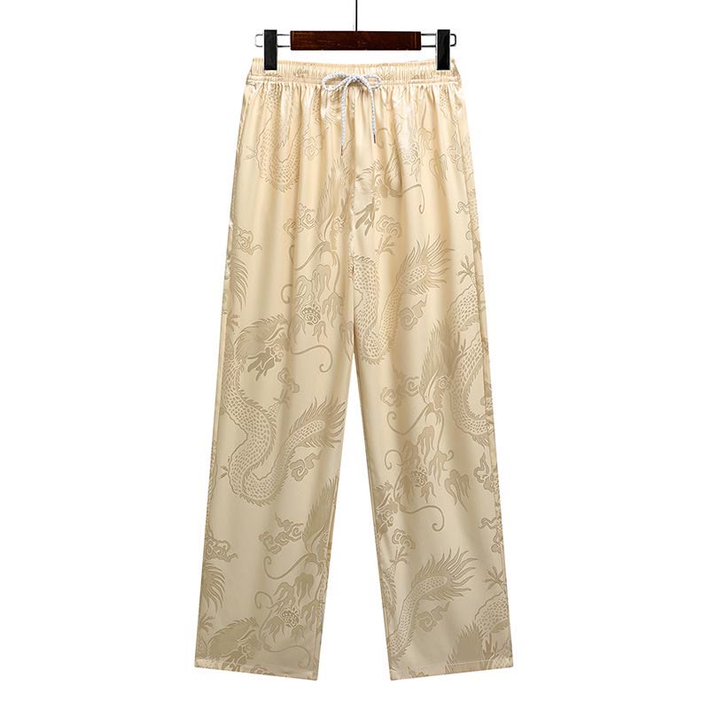 Buddha Stones Wzór Smoka Strój Tang Hanfu Tradycyjny Mundur Krótki Rękaw Top Spodnie Odzież Męski Zestaw - image 15