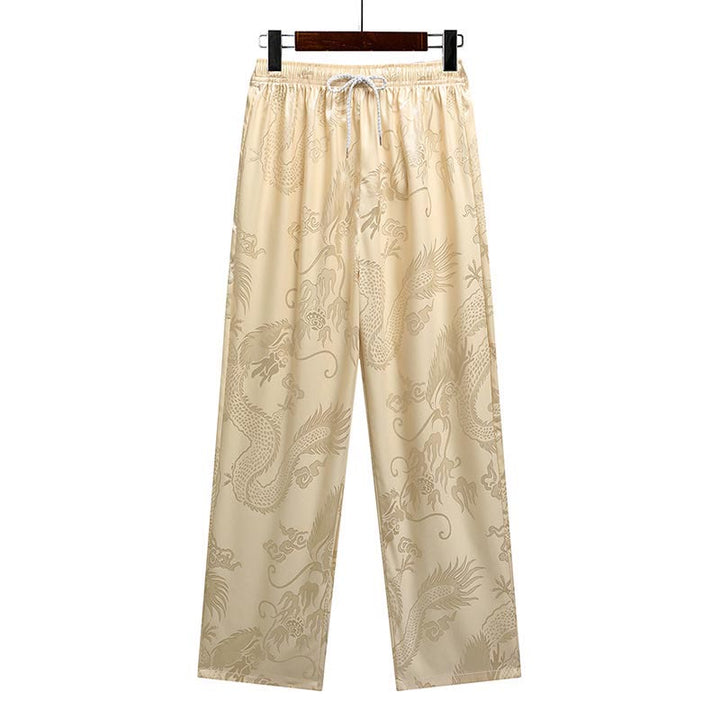 Buddha Stones Wzór Smoka Strój Tang Hanfu Tradycyjny Mundur Krótki Rękaw Top Spodnie Odzież Męski Zestaw - image 15