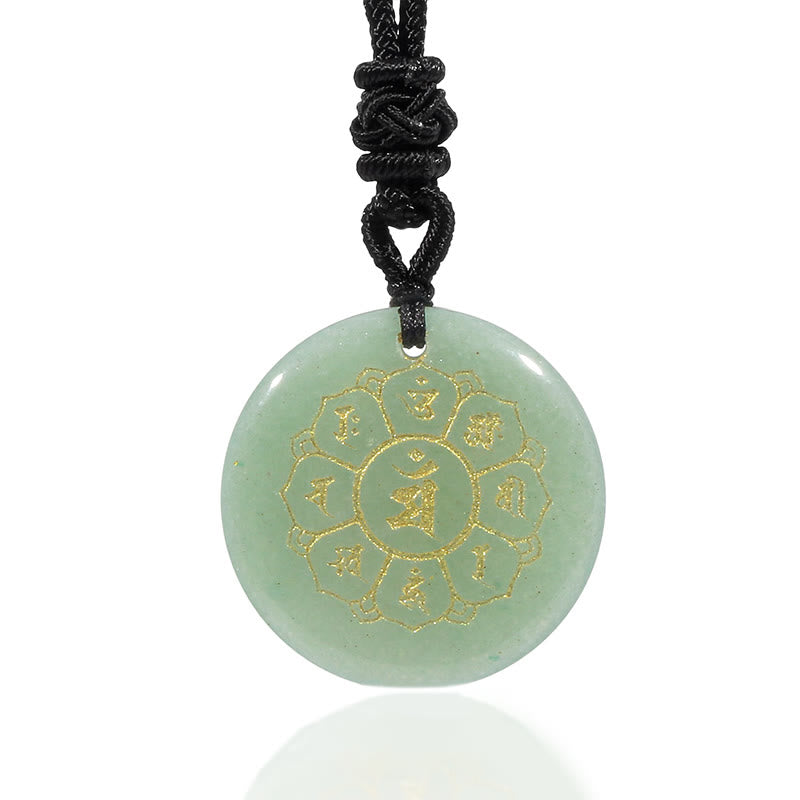 Buddha Stones Om Mani Padme Hum Naturalne Różnorodne Kryształowe Czarne Obsydianowe Naszyjnik Siła Wisiorek