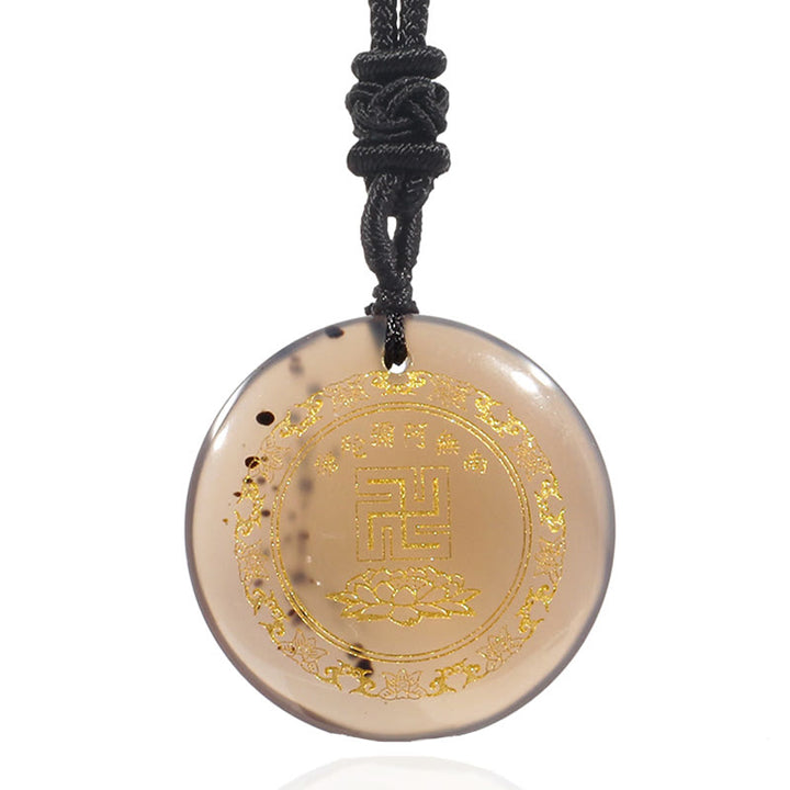 Buddha Stones Swastyka Wzór Lotosu Naturalny Różnorodny Kryształ Czarny Obsydian Oczyszczający Naszyjnik Wisiorek