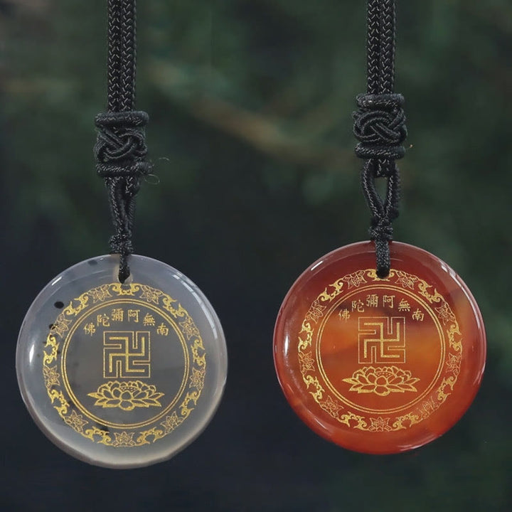 Buddha Stones Swastyka Wzór Lotosu Naturalny Różnorodny Kryształ Czarny Obsydian Oczyszczający Naszyjnik Wisiorek