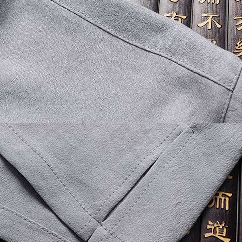 Buddha Stones Fu Charakter Tang Garnitur Hanfu Tradycyjny Mundur Krótki Rękaw Top Spodnie Odzież Męski Zestaw - image 15