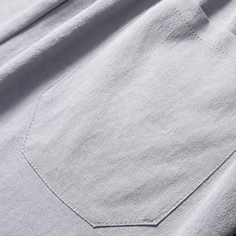 Buddha Stones Fu Charakter Tang Garnitur Hanfu Tradycyjny Mundur Krótki Rękaw Top Spodnie Odzież Męski Zestaw - image 14