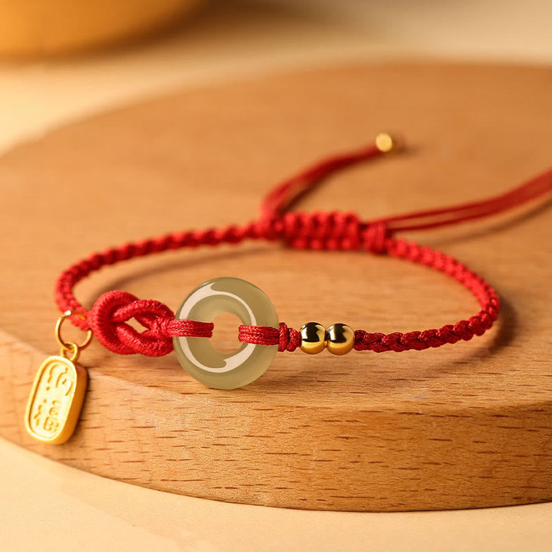 Bransoletka z Buddha Stones Hetian Jade Peace Buckle Fu Character String Luck - image 0
