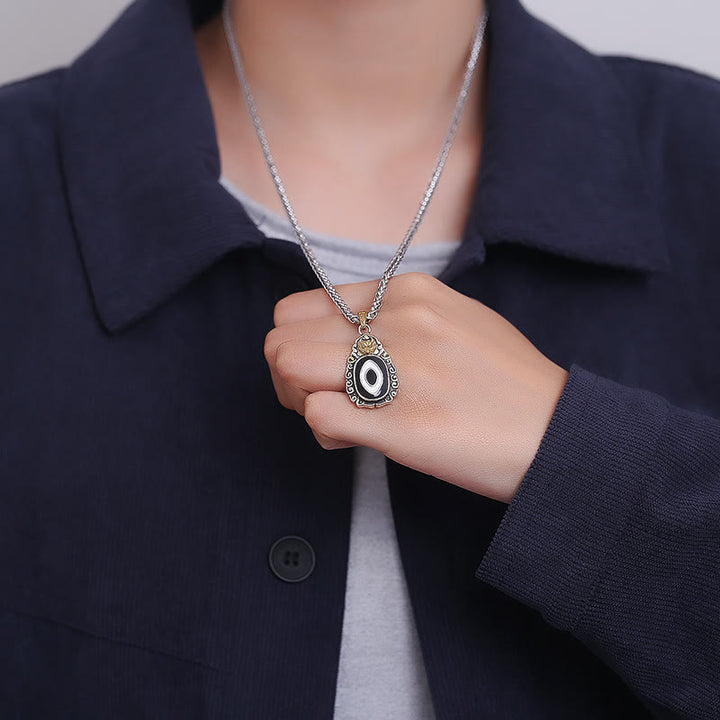 Buddha Stones Tybet Dzi Koralik Garuda Wzór Miedź Metal Bogactwo Naszyjnik Wisiorek