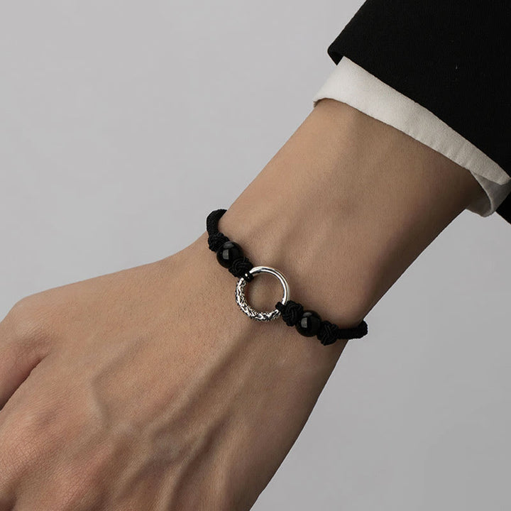 Bransoletka ochronna Buddha Stones 925 Sterling Silver Black Onyx Peace Buckle - image 4