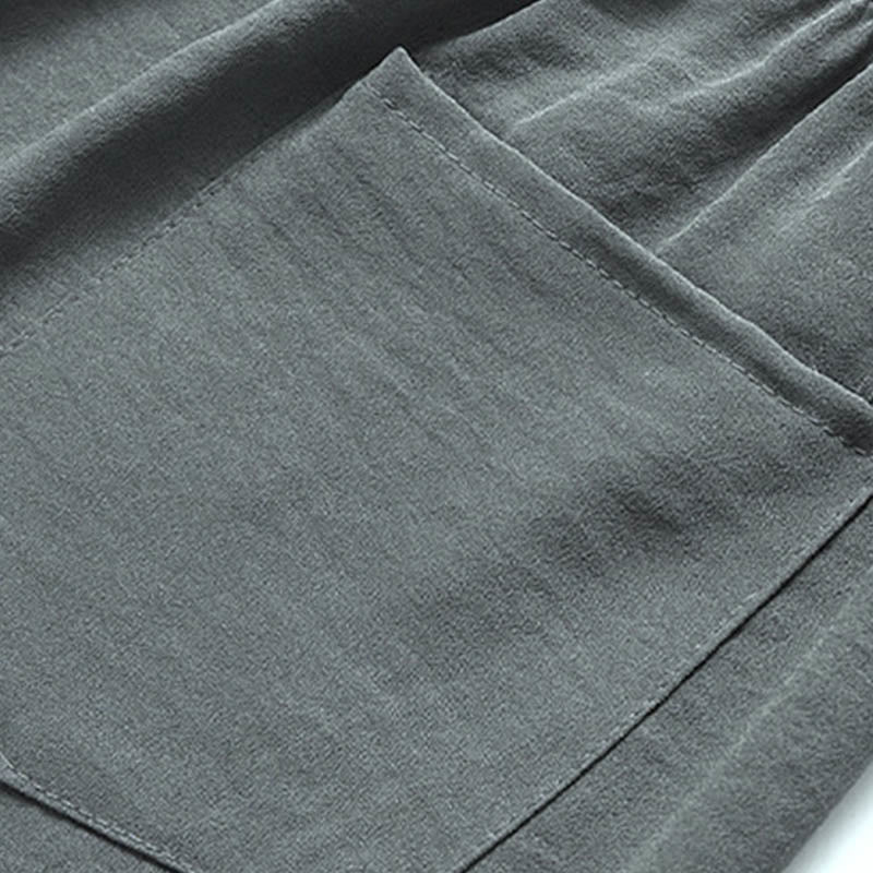 Buddha Stones Smok Fu Charakter Tang Garnitur Tradycyjny Krótki Rękaw Koszula Szerokie Spodnie Odzież Męski Zestaw - image 8