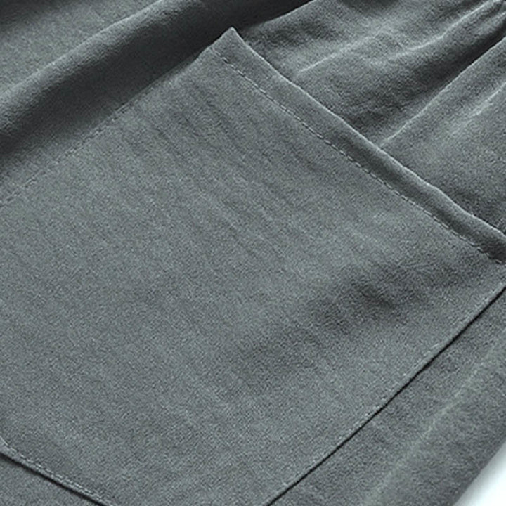 Buddha Stones Smok Fu Charakter Tang Garnitur Tradycyjny Krótki Rękaw Koszula Szerokie Spodnie Odzież Męski Zestaw - image 8