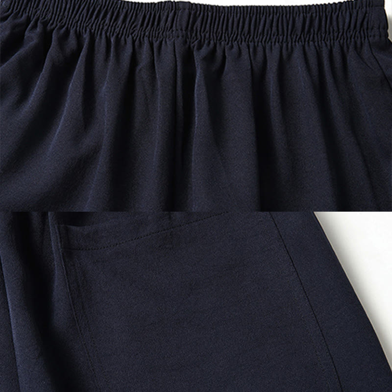 Buddha Stones Fu Charakter Chiński Haft Tang Garnitur Tradycyjny Krótki Rękaw Top Spodnie Odzież Męski Zestaw - image 13