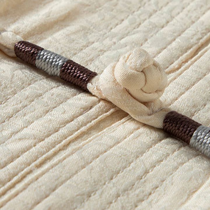 Buddha Stones wzdłuż rzeki podczas święta Qingming Wzór Tradycyjny strój Tang Krótki rękaw Koszula Spodnie Odzież Męski zestaw