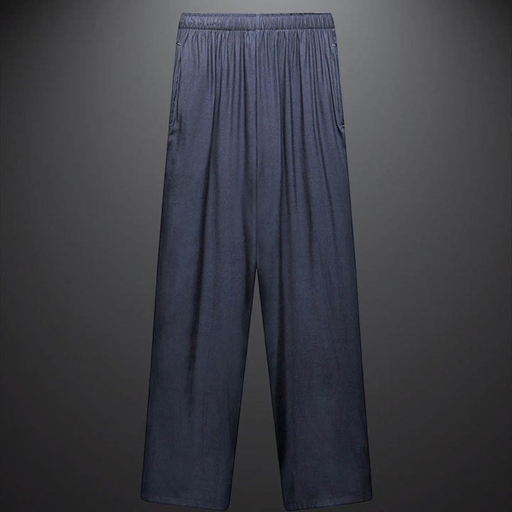 Buddha Stones wzdłuż rzeki podczas święta Qingming Wzór Tradycyjny strój Tang Krótki rękaw Koszula Spodnie Odzież Męski zestaw