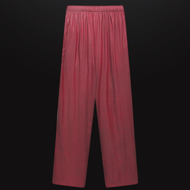 Buddha Stones wzdłuż rzeki podczas święta Qingming Wzór Tradycyjny strój Tang Krótki rękaw Koszula Spodnie Odzież Męski zestaw