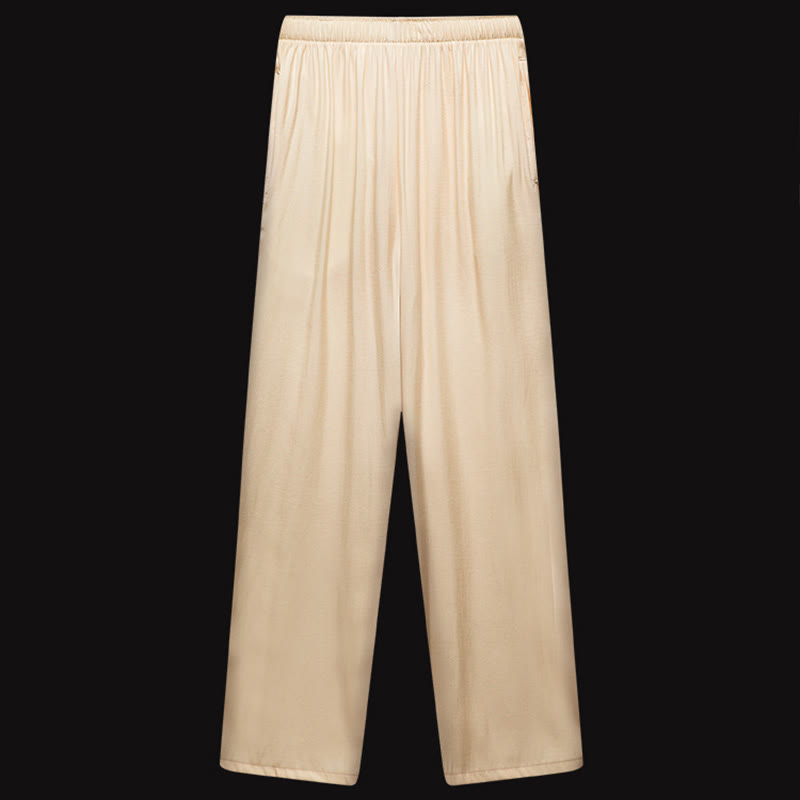 Buddha Stones wzdłuż rzeki podczas święta Qingming Wzór Tradycyjny strój Tang Krótki rękaw Koszula Spodnie Odzież Męski zestaw