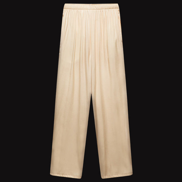 Buddha Stones wzdłuż rzeki podczas święta Qingming Wzór Tradycyjny strój Tang Krótki rękaw Koszula Spodnie Odzież Męski zestaw