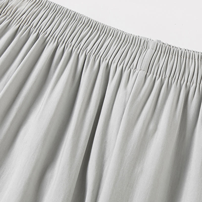 Buddha Stones wzdłuż rzeki podczas święta Qingming Wzór Tradycyjny strój Tang Krótki rękaw Koszula Spodnie Odzież Męski zestaw