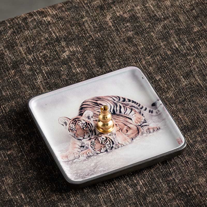 Buddha Stones, Góry, Jezioro, Kwiat, Liść, Uzdrawiająca, Ceramiczna Taca, Patyk, Kadzidło, Dekoracja